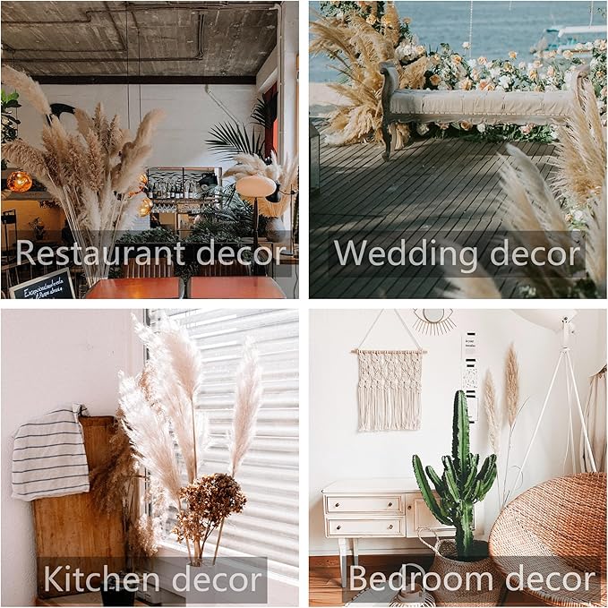40" inch 40 Stems Natural Pampas Grass Decor Tall, pompas Grass, Tall Pampas Grass for Wedding, Party, Farmhouse, Boho Home Decor