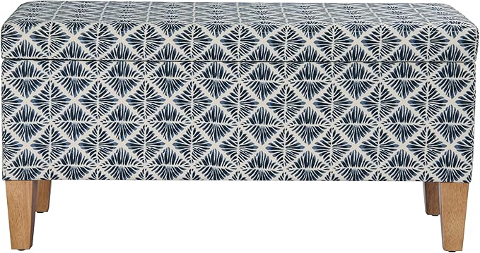 HomePop 36" Decorative Storage Bench - Blue Geometric Pattern