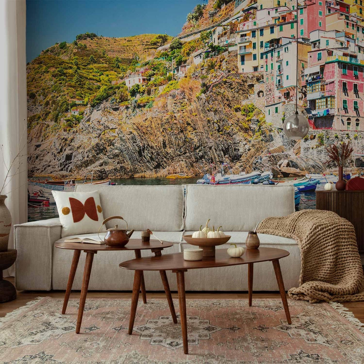 artgeist Premium Wall Mural Architecture 216x98 in - Non-Woven Photo Wallpaper Art Print Fleece Wall Mural Decoration Poster Picture Design City Sea Boat Like Painted d-B-0296-a-a