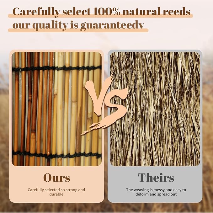 Reed Shades, 48" W x 72" H Waterproof Privacy Screen Bamboo Outdoor Screen, Reed Curtain for Porch, Patio, Yard, Windows (Mixed)