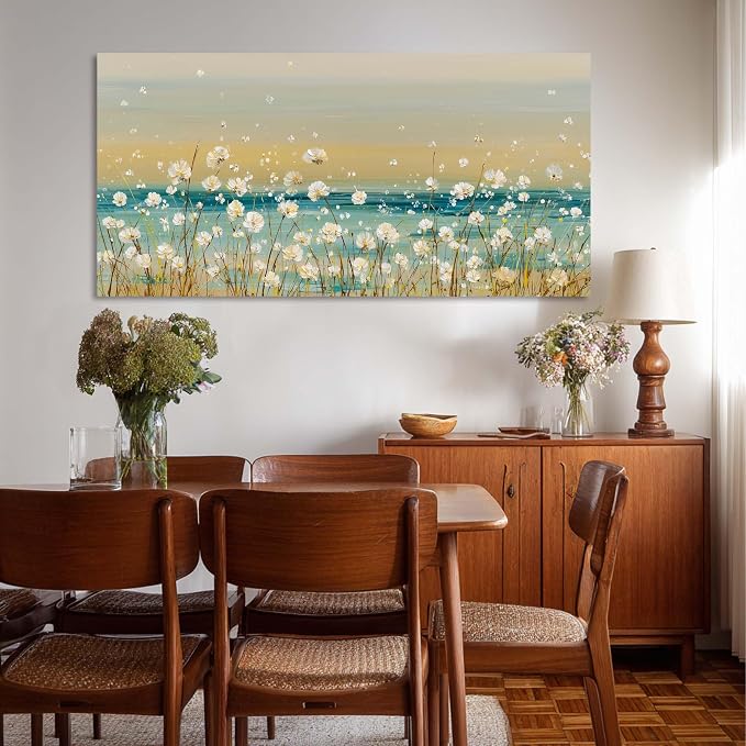 Ggaafet Wild Floret Wall Art for Living Room Canvas Oil Painting Prints Beautiful Flowers Floral Blooming Abstact Beach Art Deco Pretty Artwork Office Bedroom Family Dining Room Decor Extra Large