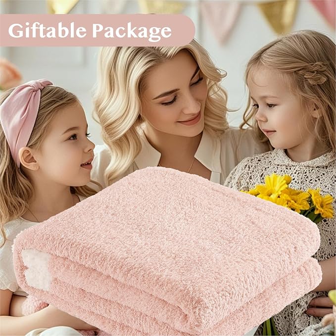 WRENSONGE Soft Twin Blanket for Bed-Cozy Warm Reversible Knitted Blankets | Lightweight Fluffy Decor for Women, Mom, Her & Girls, Sofa, Chair, Couch, 60x80in,Cationic Dyeing Pink