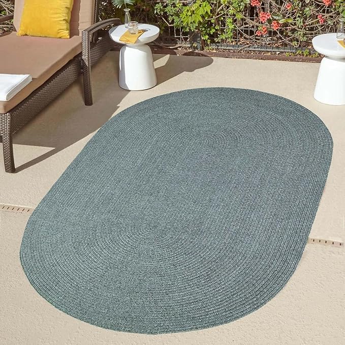 Superior Indoor/Outdoor Area Rug, Reversible Braided Floor Decor for Living Room, Kitchen, Patio, Front Porch, Modern Boho Farmhouse Rugs, Hardwood, Bedroom Accessories, 8' x 10', Lagoon Breeze