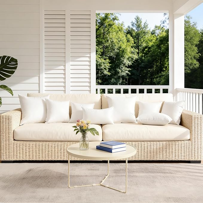 Oubonun 24x24 Outdoor Pillow Inserts (Pack of 2) - Square Waterproof Throw Pillow - Decorative Throw Pillows Insert for Couch Sofa Bed Patio Furniture - White Pillows