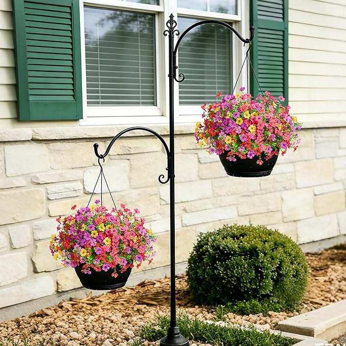 Hrobek Fake Flowers for Outdoors Faux Plants Outside Indoor,UV Resistant Realistic Silk Artificial Daisy for Home Patio Garden Back Yard Front Porch Decor Spring Summer(12 Bunches,4 Multi Colors)