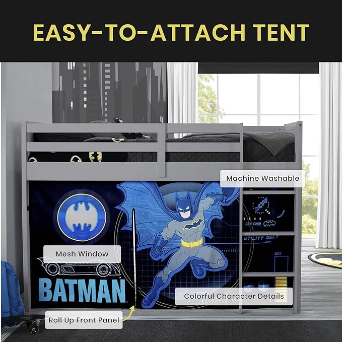 Batman Loft Bed Tent - Curtain Set for Low Twin Loft Bed (Bed Sold Separately) by Delta Children