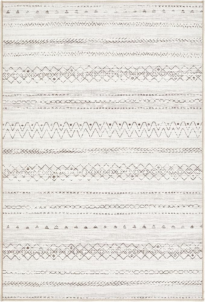 cotiled Washable 2x3 Entryway Rug: Washable Boho Rugs with Non Slip Backing Small Soft Indoor Stain Resistant Carpet for Kitchen Front Lightweight Home Decor Brown
