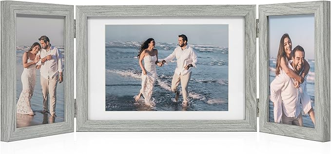 Afuly Bilderrahmen Collage Holz Grau 3 Bilder für 13x18 und 10x15 Fotos Mehrfach Fotorahmen Rustikal Deko Family Hochzeit Geschenk für Oma Mum Mutter Freund