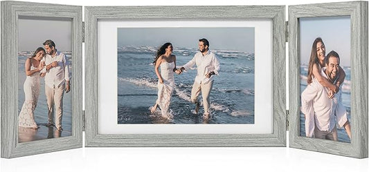 Afuly Bilderrahmen Collage Holz Grau 3 Bilder für 13x18 und 10x15 Fotos Mehrfach Fotorahmen Rustikal Deko Family Hochzeit Geschenk für Oma Mum Mutter Freund