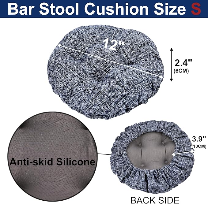 SINOSSO Modern Bar Stool Cushion Dia.12, Fashion Interweaving Design Anti-Skid Silicone Round Stool Seat Cushion Cover Padded (Blue, S,1)