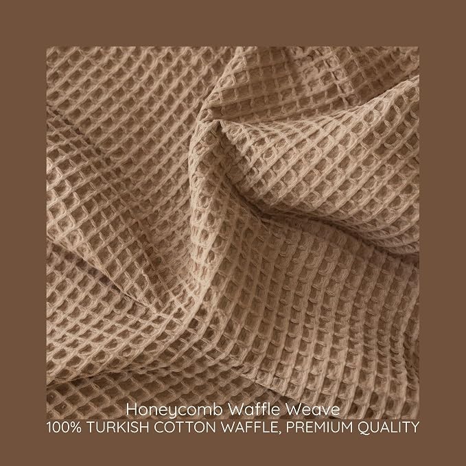 Premium Waffle Throw Blanket California King Size Brown - 100% Turkish Cotton, Light and Airy Waffle Weave All-Season Quilt - Luxury Decorative Bedspread (Brown, Cal King 95" x 126" Inch)