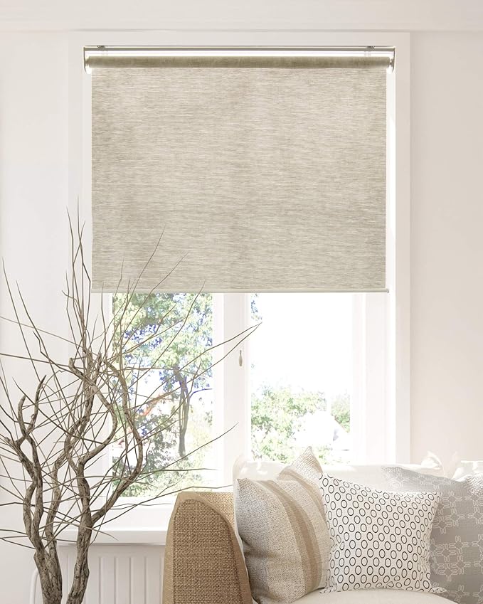 CHICOLOGY Roller Shades , Cordless Blinds , Window Shades for Home , Roller Window Shades , Window Treatments , Door Blinds , Light Filtering Shades , Felton Sand (Natural Woven) , 23"W X 72"H