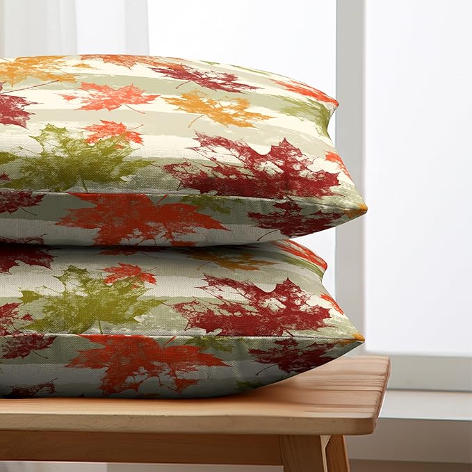 Thanksgiving Red Maple Leaves Lumbar Throw Pillow Covers Fall Pillow Covers 12x20 Set of 2 Rectangular Outdoor Pillow Covers Colorful Autumn Waist Pillowcase for Patio Home Decor Couch
