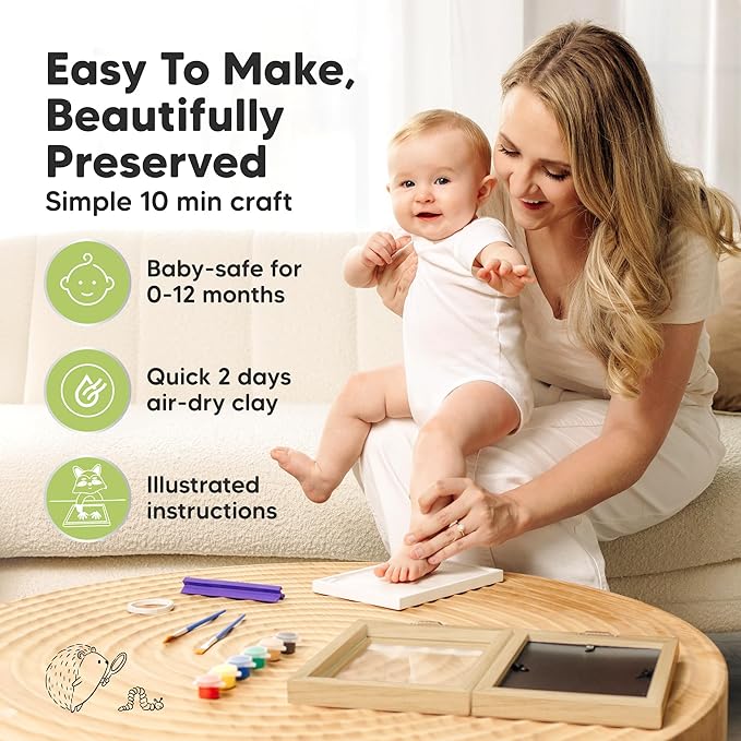 KeaBabies Baby Footprint Kit, Baby Shower Gifts for Girls, Boys and First 5 Years Baby Memory Journal - Personalized Baby Hand and Footprint Kit Keepsake - 90 Pages Hardcover First Year Memory Book