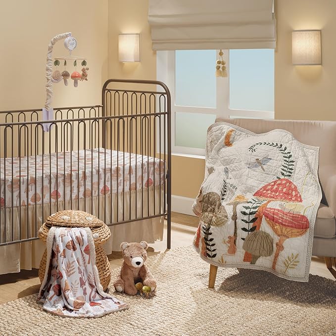 Lambs & Ivy Mushroom Meadow Musical Baby Crib Mobile Soother Toy