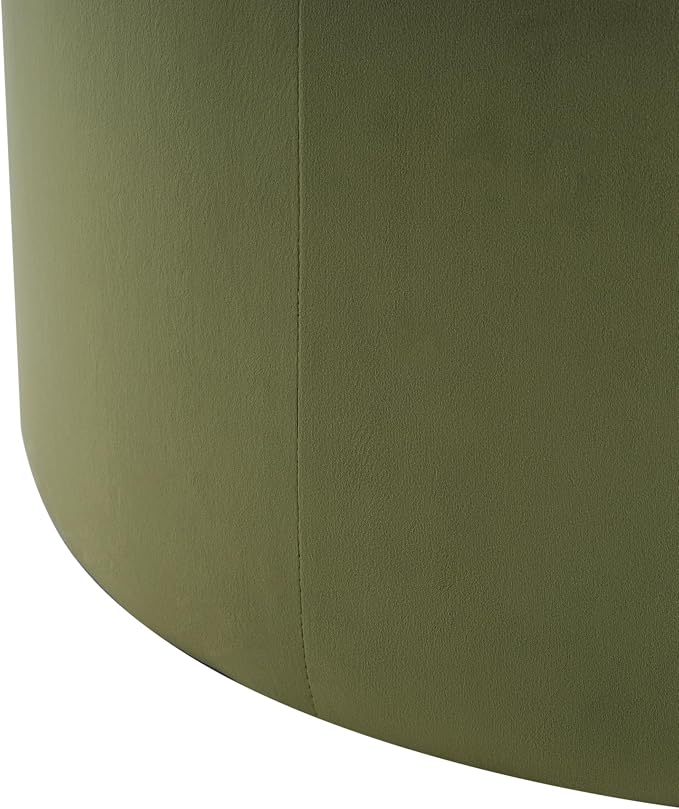 Christopher Knight Home 30"Ottoman Foot Stool Round, Velvet Pouf Footstool Ottoman Seat, Upholstery Foot Chair, Round Footrest Chair, Modern Side Table for Living Room Bedroom Home Decor, Olive Green
