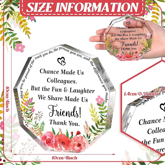 Yinder Thank You Gifts for Women Appreciation Gifts for Coworker Employee Nurse Teacher Leader Boss Inspirational Quotes Acrylic Desk Decor for Home Office Farewell Retirement