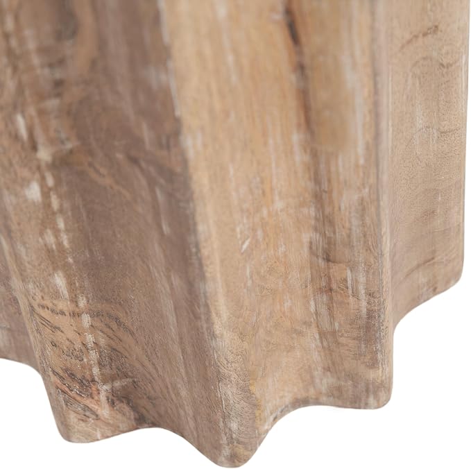 Kate and Laurel Gierson Modern Wooden Round Side Table; 12 x 12 x 22; Light Natural; Transitional Scalloped Wood End Table for Use as Bedroom Nightstand or Living Room Accent Table