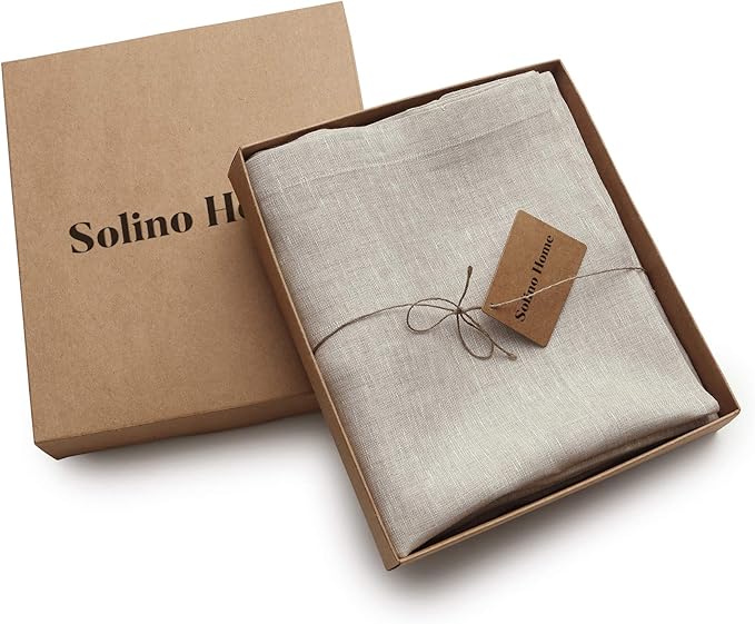 Solino Home Sheer Curtain 108 Inches Long - European Flax 100% Pure Linen Light Natural Window Treatment Panel 52 x 108 Inch - Light Filtering Rod Pocket Curtain for Living Room, Bedroom - 1 Panel