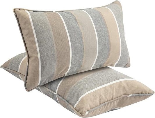 FUNHOME Waterproof Outdoor Lumbar Pillow Covers Set of 2,Home Decor for Garden Patio Furniture,Couch,Sofa 12"x20" Inch Decorative Pillows Cover Only,NO Insert(Gray Stripe)