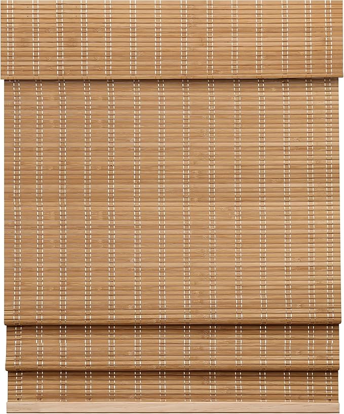 LazBlinds Cordless Bamboo Roman Shades for Windows, 26'' W x 60'' H | Natural Light Filtering Bamboo Window Blinds, Bamboo Blinds for Bedroom Living Room Office Indoor