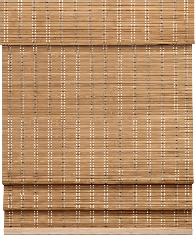 LazBlinds Cordless Bamboo Roman Shades for Windows, 23'' W x 60'' H | Natural Light Filtering Bamboo Window Blinds, Bamboo Blinds for Bedroom Living Room Office Indoor
