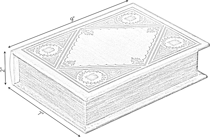 Decorative Vintage Book Shaped Trinket Storage Box, Off White