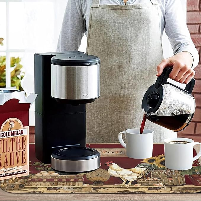 Fun Coffee Mat 19inx12in,Coffee Bar Mat for Countertops,Absorbent Hide Stain Anti-Slip Coffee Bar Accessories Fit Under Coffee Machine Mat,dish Drying Mats for Kitchen