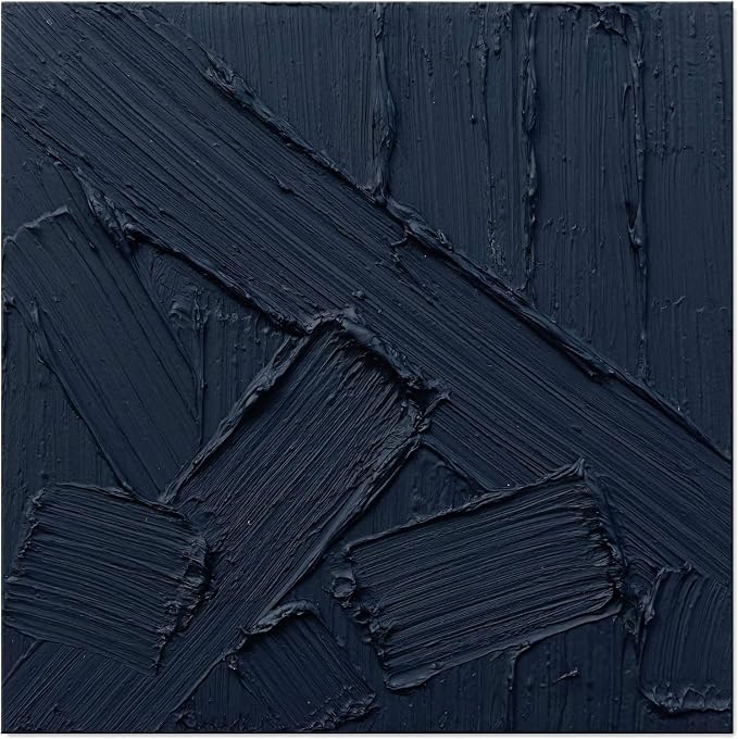 zoinart Hand Painted Textured Black Wall Art, 20x20 Inches Abstract Oil Paintings on Canvas Contemporary Wall Art Black Artwork