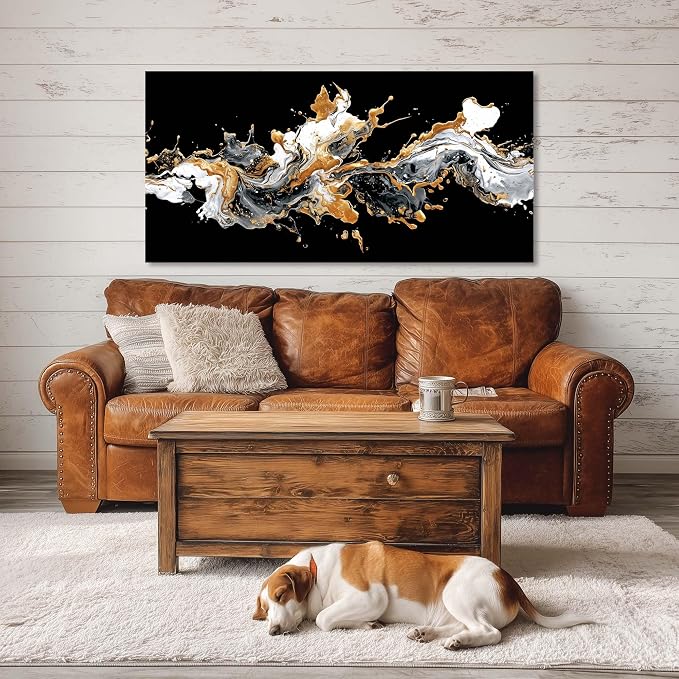 Ggaafet Black and White Abstract Wall Art for Living Room Canvas Painting Prints Beautiful Pigment Water Drop Art Deco Modern Artwork Office Bedroom Family Room Decor Extra Large
