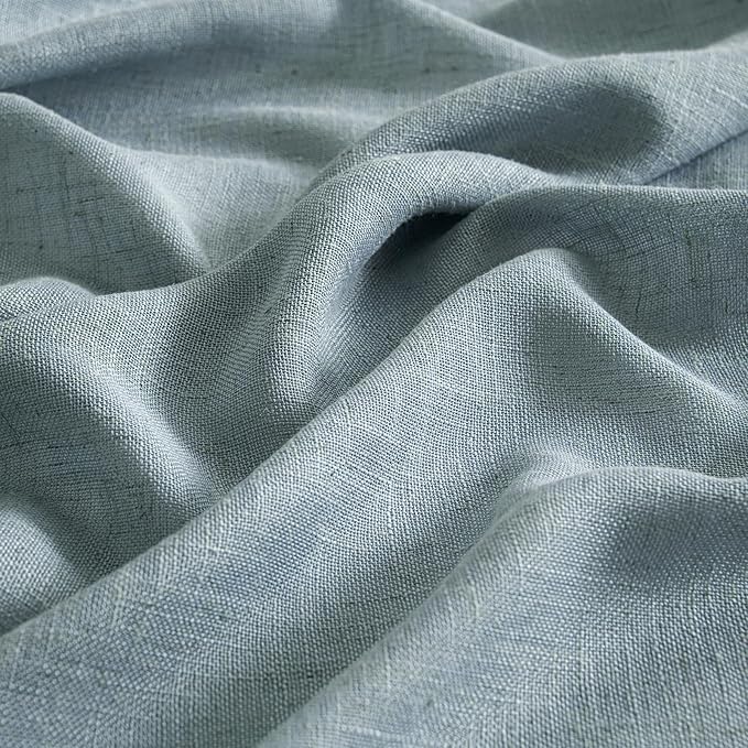 MIULEE Dusty Blue Linen Curtains 63 Inch Length 2 Panels for Bedroom Living Room, Soft Thick Linen Textured Kitchen Window Drapes Semi Sheer Light Filtering Back Tab Rod Pocket Burlap Look Decor