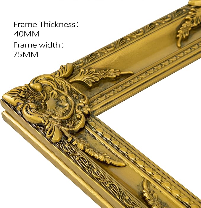 ArtXO Ornate Wooden Gold 12x16 Picture frames, Picture Frame for Photo Frame,Canvas Frames,Art Panels Frame,Paintings,Artwork,Corner Ornaments Gold Frames,12x16 Frame without Acrylic Glass and Backing