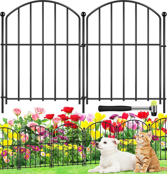 Decorative Garden Fence 17in (H) x30ft (L), Arched Rustproof Metal No Dig Fence for Dogs & Rabbit, Ornamental Animal Barrier for Flower Beds, Border Panels Fencing for Yard & Patio Outdoor Decor