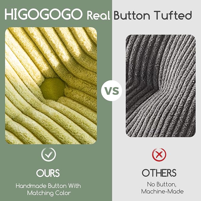 HIGOGOGO Papasan Chair Cushion with Corduroy Cover (Without Chair), 48 x 48 Inch Supportive Cushion, Overstuffed Chair Cushion,Green