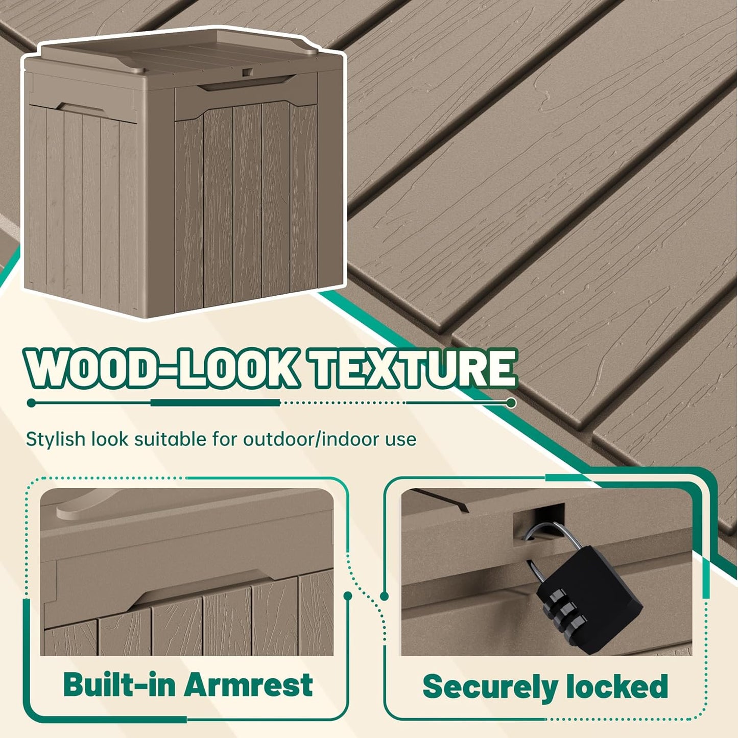 Devoko 30 Gallon Resin Deck Box 2 Pack Outdoor Indoor Waterproof Storage Box for Patio Furniture Pool Accessories Storage for Cushion Garden Tools (Light Brown, 2 Pack)