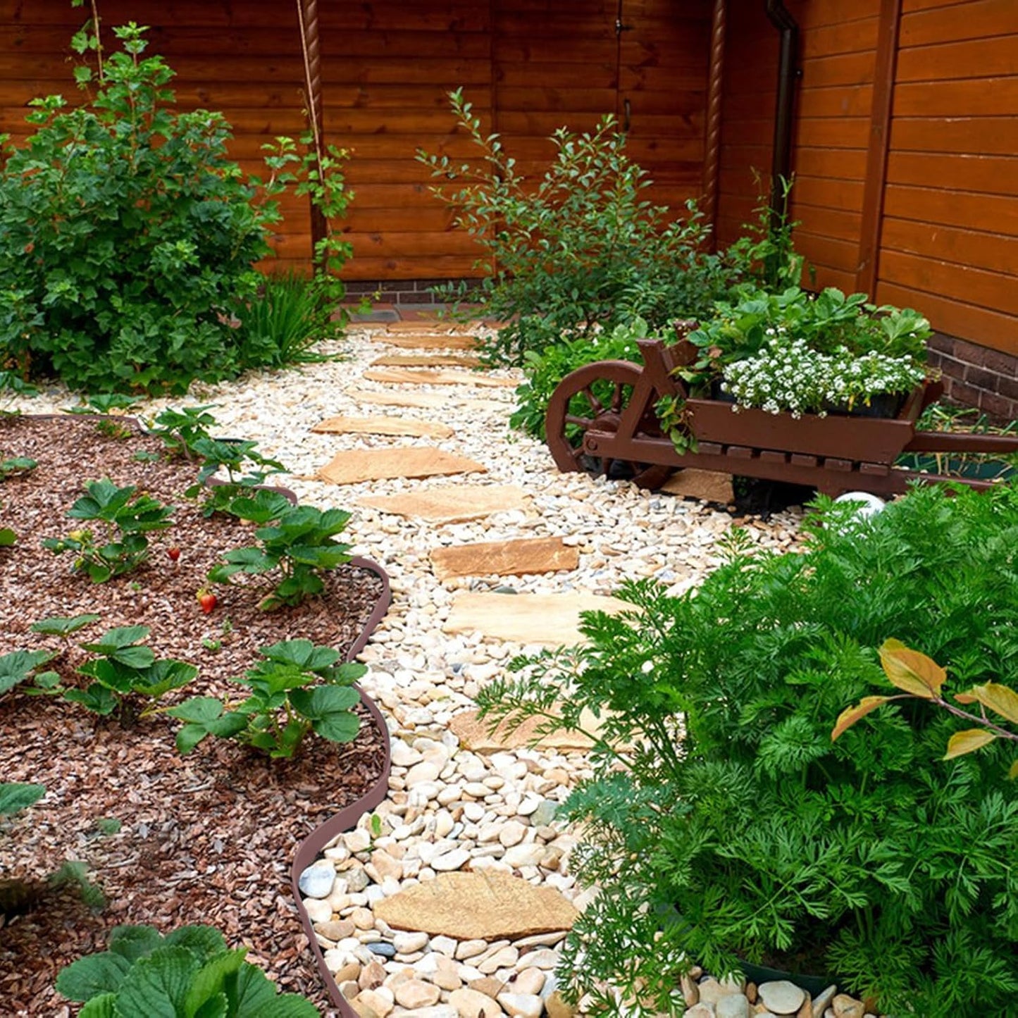 Landscape Edging 33FT, 2in Tall Garden Edging with 30pcs Anchoring Spikes Flexible Edging for Landscaping, Lawn Edging, Paver, Flower Bed Edging Borders, Brown