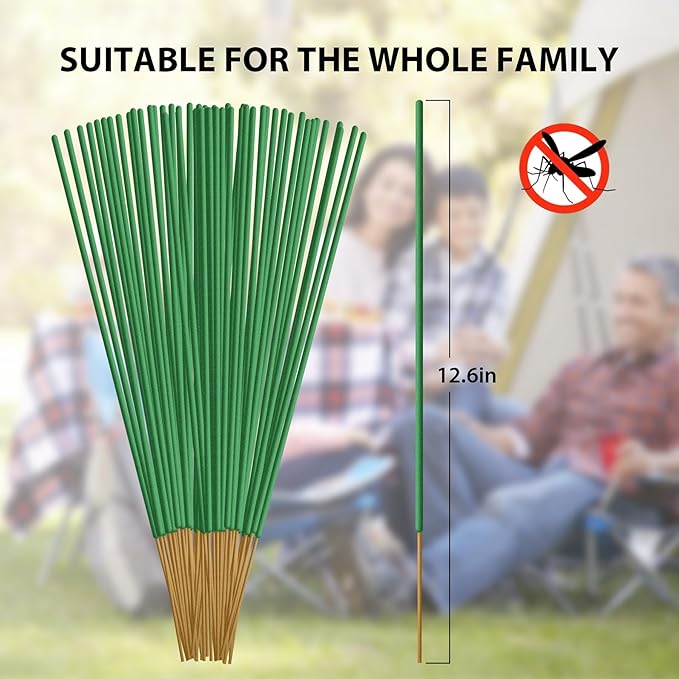 BugBai® Mosquito Repellent Outdoor Patio, 240 PCS Natural Plant-Based Citronella Oil Incense Sticks Indoor Home Pet Family Safe, DEET Free Bug Insect Control Repellent for Yard Garden Camping Fishing