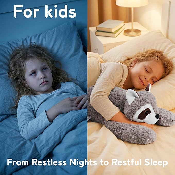 Niuniu Daddy Raccoon Weighted Stuffed Animals for Kids & Adults, 20" | 3.3lb Large Weighted Plushies Pillow for Sleeping and Calming, Cute Lying Plush Toy Huggable Gift for Everyday Comfort