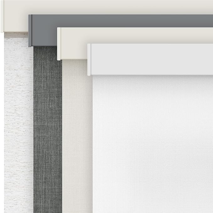 AOSKY Linen Roller Blinds Shades for Indoor Windows Pull Down Cordless Blackout Black Out Window Shade 33 Inch Blinds for Home White