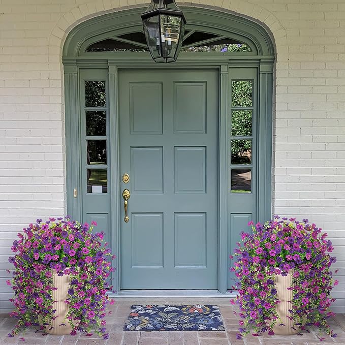 Fake Artificial Hanging Flowers for Outdoors Decoration, 2 PCS Faux UV Resistant Artificial Outdoor Flowers, Fake Plants Look Real Daisy No Fade Spring Decor for Porch Home Patio Balcony and Yard