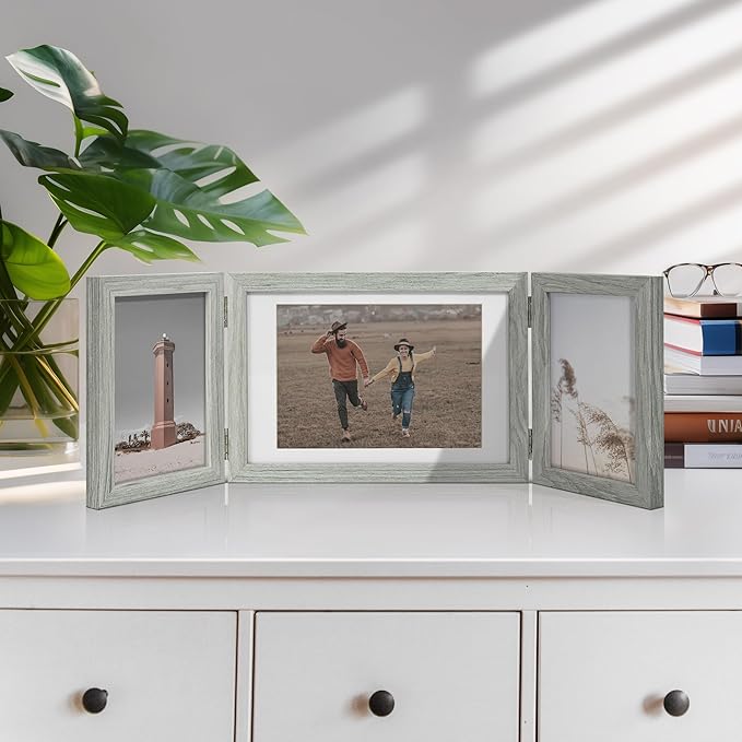 Afuly Bilderrahmen Collage Holz Grau 3 Bilder für 13x18 und 10x15 Fotos Mehrfach Fotorahmen Rustikal Deko Family Hochzeit Geschenk für Oma Mum Mutter Freund