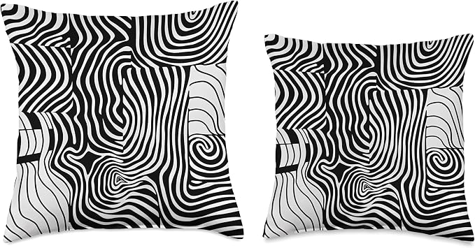 Black & White Modern Art Pattern Throw Pillow