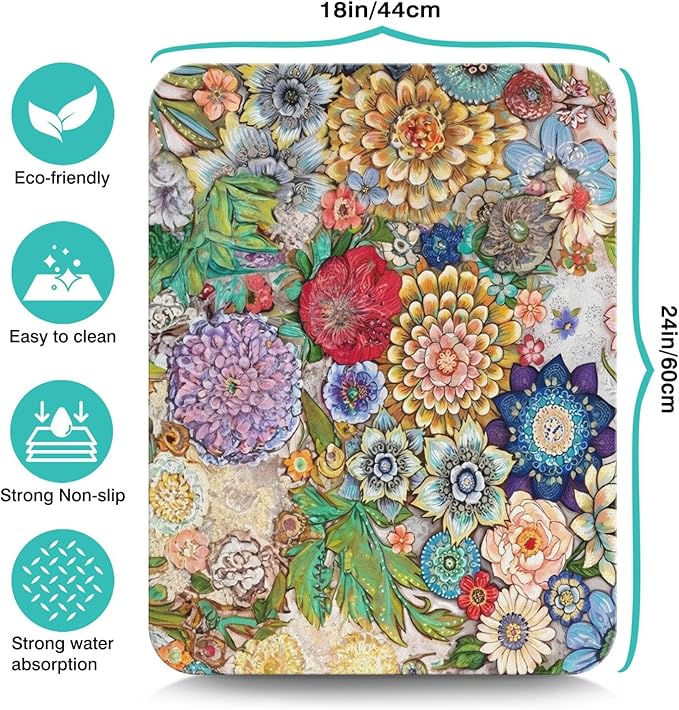 Fun Coffee Mat 24inx18in,Coffee Bar Mat for Countertops,Absorbent Hide Stain Anti-Slip Coffee Bar Accessories Fit Under Coffee Machine Mat,dish Drying Mats for Kitchen