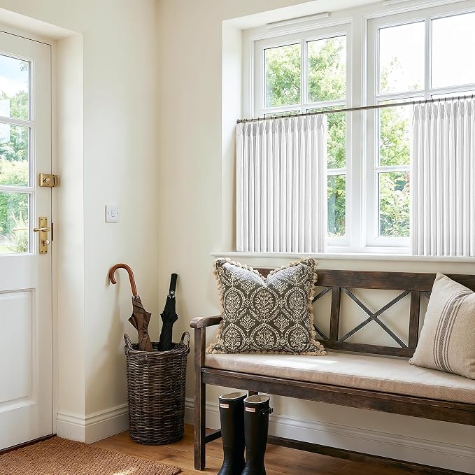Snow White Linen Pleated Curtains 30 Inch Long 2 Panels Farmhouse Light Filtering Semi Sheer Short Cafe Basement Curtains Pinch Pleat Semi Sheer Small Kitchen Drapes for Camper RV Laundry Bathroom