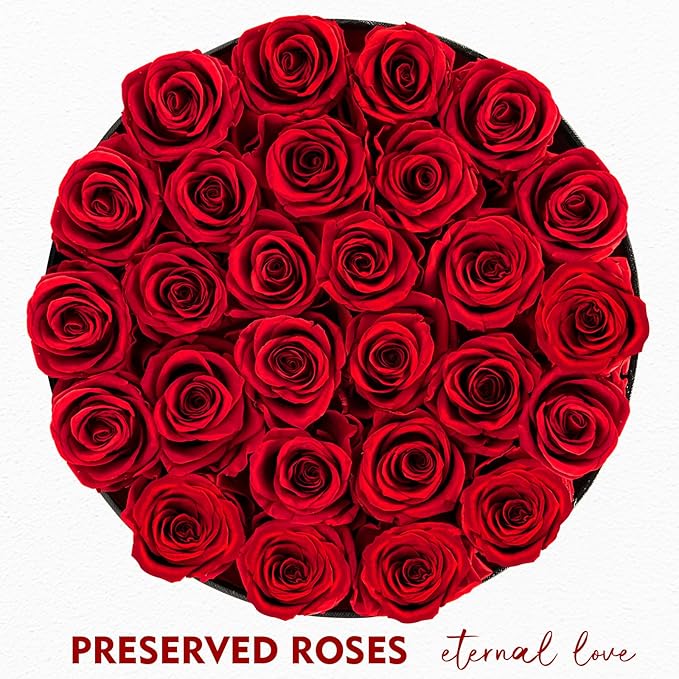Impouo Forever Flowers, 27 Roses in A Box, Real Preserved Roses, Birthday Gift for Women, Mother's Day, Anniversary, Red Rose