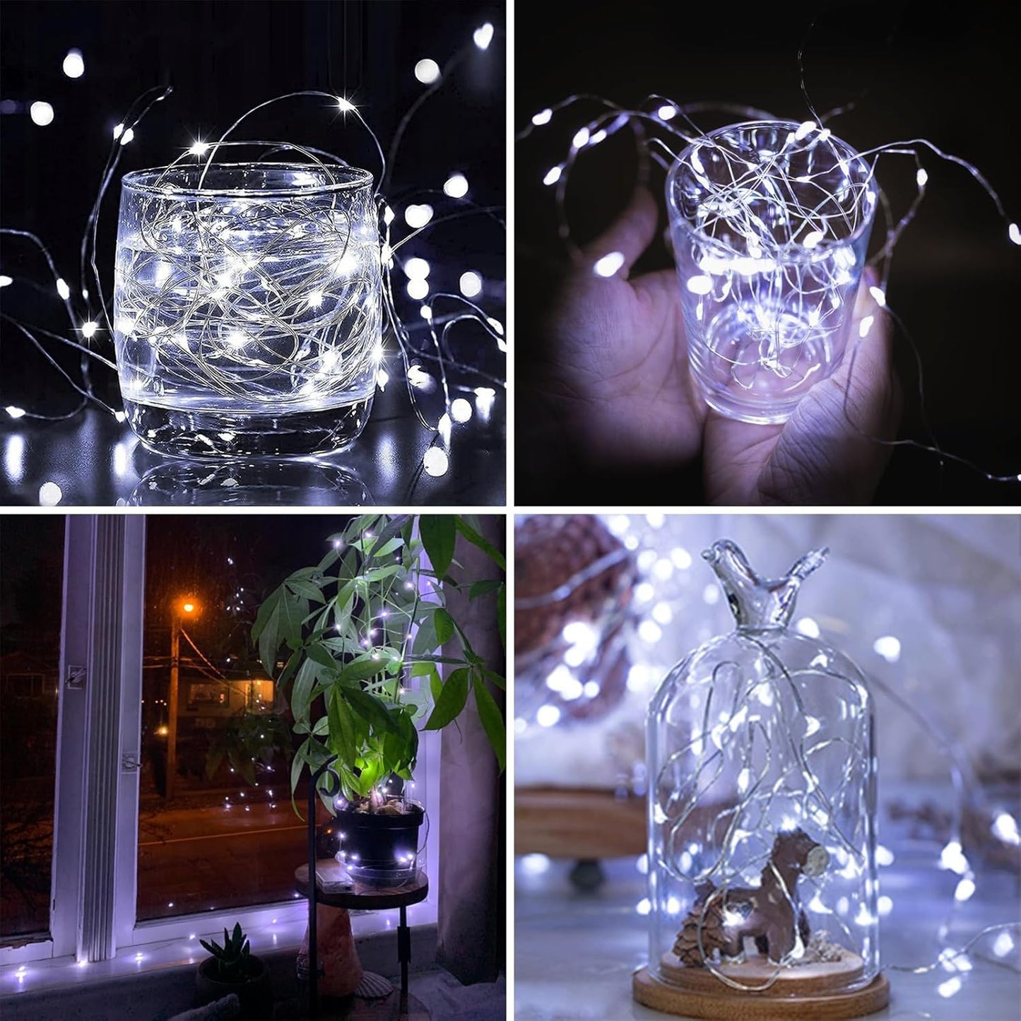 6 Pack Fairy Lights Battery Operated with Timer, Each 20FT 60LED Christmas String Lights Outdoor Indoor, Cuttable Battery Twinkle Light for Bedroom Home Wedding DIY Christmas Decorations (Cool White)