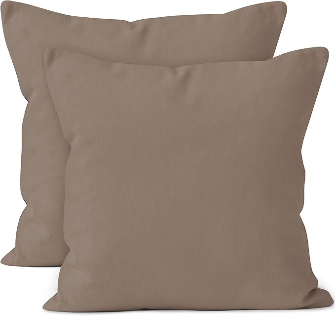 Encasa XO Throw Pillow Covers 20x20 in Set of 2 Beige | No Inserts | Cotton Pillow Covers for Living Room, Bed, Sofa, Couch | Decorative Cushion Covers with Improved Zipper