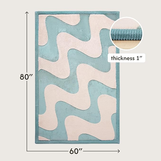 Hakuna Matte CloudRise Baby Play Mat for Floor 60" x 80" Waves – Coral Velvet Memory Foam Rug for Crawling & Cozy Play – Non-Slip, Water-Resistant, Easy-CareTummy Time Mat, Playmat for Playpen