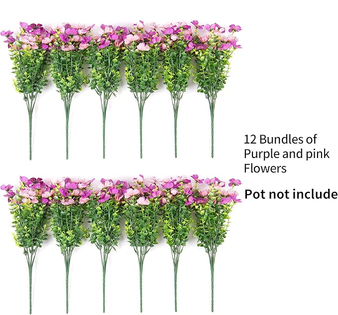 INXUGAO Artificial Fake Flowers Plants for Outdoor Spring Summer Decor, 12 Bundles Faux Silk Flowers for Outdoor Outside Planter Colorful Daisy UV Resistant Look Real for Front Door Porch Patio Yard