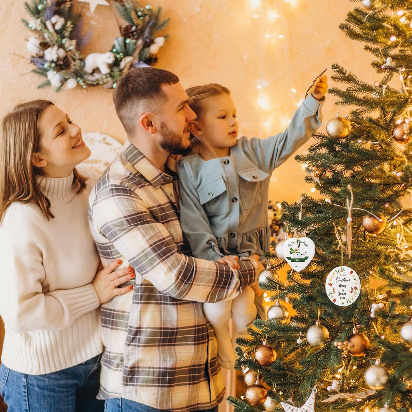 Personalized Christmas Ornaments with Photo - Custom Picture Text Ornaments for Christmas 2024, Customized Ceramic Xmas Tree Decor, for Kids, Mom, Dad, Friends, Lovers by Bemaystar